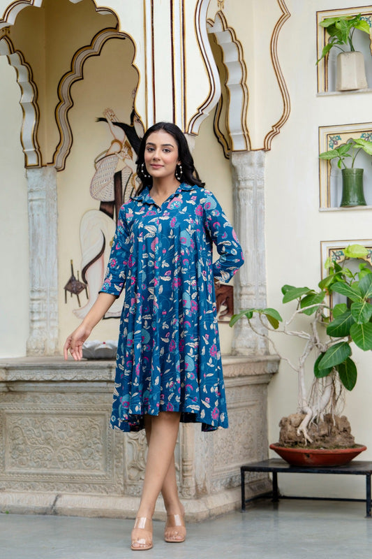 RATAN CRAFTS Beautiful Heavy Cotton Fabric Printed Pink Full Gown in Multi Colour