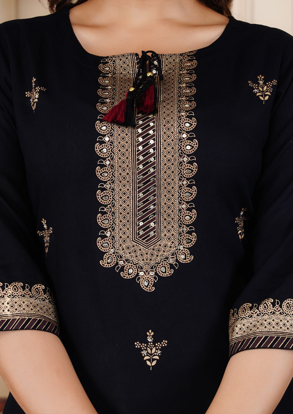 Rayon Embroidery Women's Sharara Dress Pakistani Kurti Palazzo Set with Cotton Dupatta Ethnic Dress