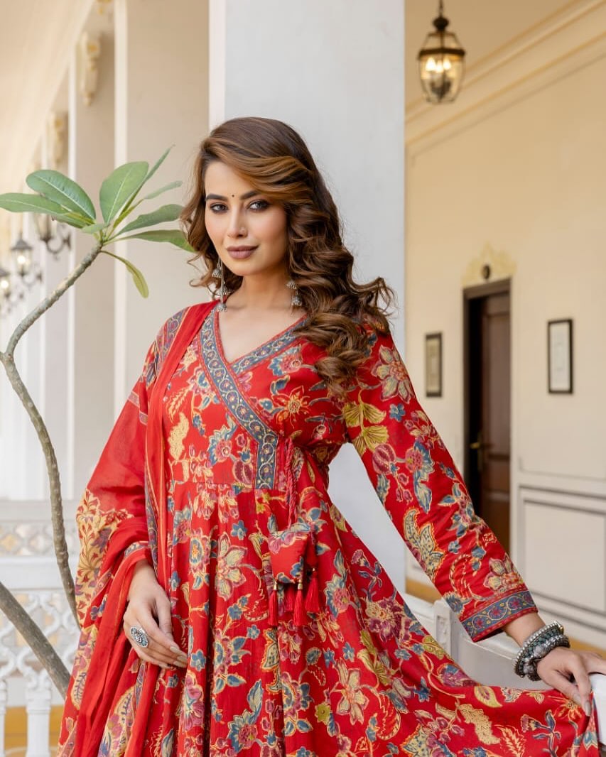 Premium Heavy Cotton Full Printer Kurti With Pant With Malmal Dupatta