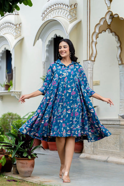 RATAN CRAFTS Beautiful Heavy Cotton Fabric Printed Pink Full Gown in Multi Colour