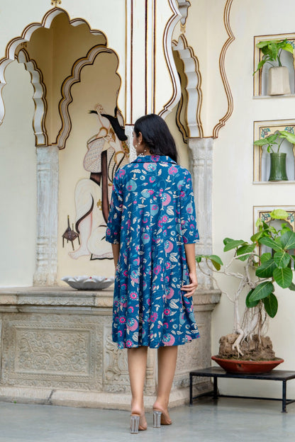 RATAN CRAFTS Beautiful Heavy Cotton Fabric Printed Pink Full Gown in Multi Colour
