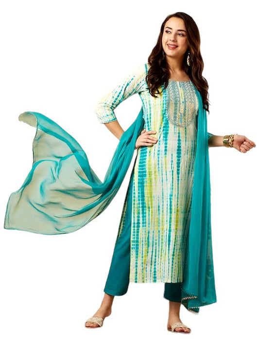 Women Designer Indian Kurta Pant Dupptta Blue Women Kurti Wedding Kurta