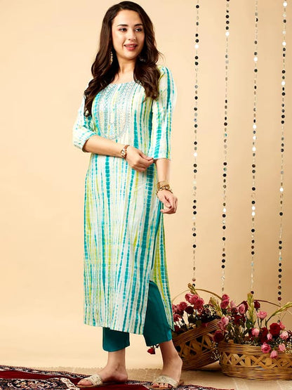 Women Designer Indian Kurta Pant Dupptta Blue Women Kurti Wedding Kurta