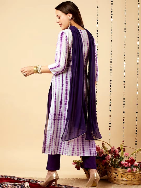 Women Designer Indian Kurta Pant Dupptta Purple Women Kurti Wedding Kurta