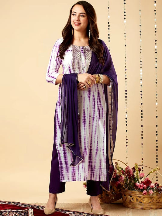 Women Designer Indian Kurta Pant Dupptta Purple Women Kurti Wedding Kurta