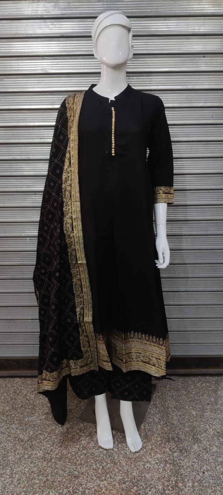 Black Salwar Kameez With Dupatta Round Neck Indian Wedding Party Wear Kurti Pant