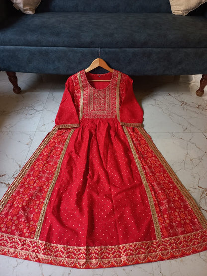 Handmade Embroidered Red Colour Kurti Pant & Dupatta Set Kurta Kurti Wadding Dress