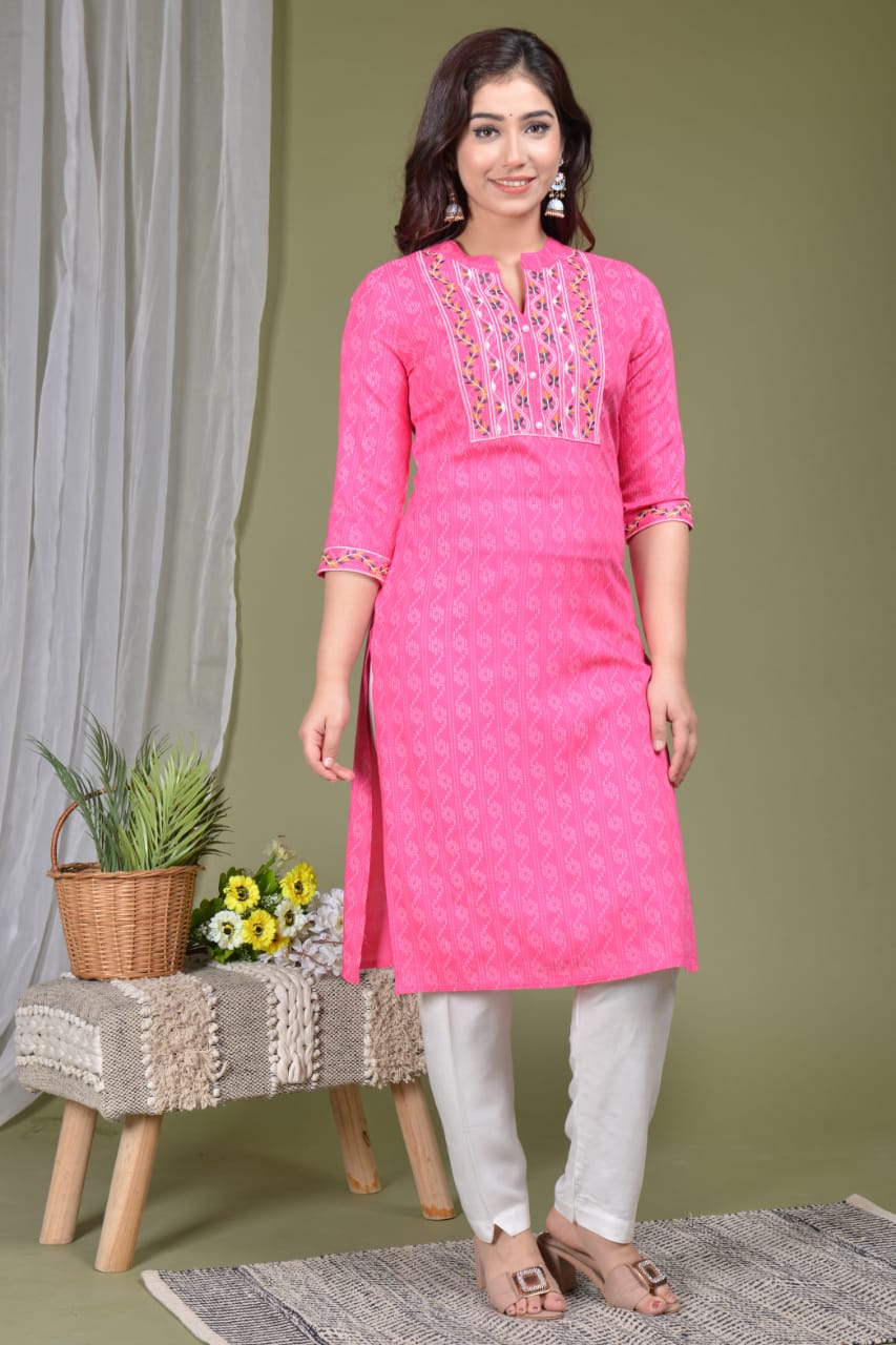 Women Pakistani Peach Kurta Kurti Pant Printed Kurti Pant Set