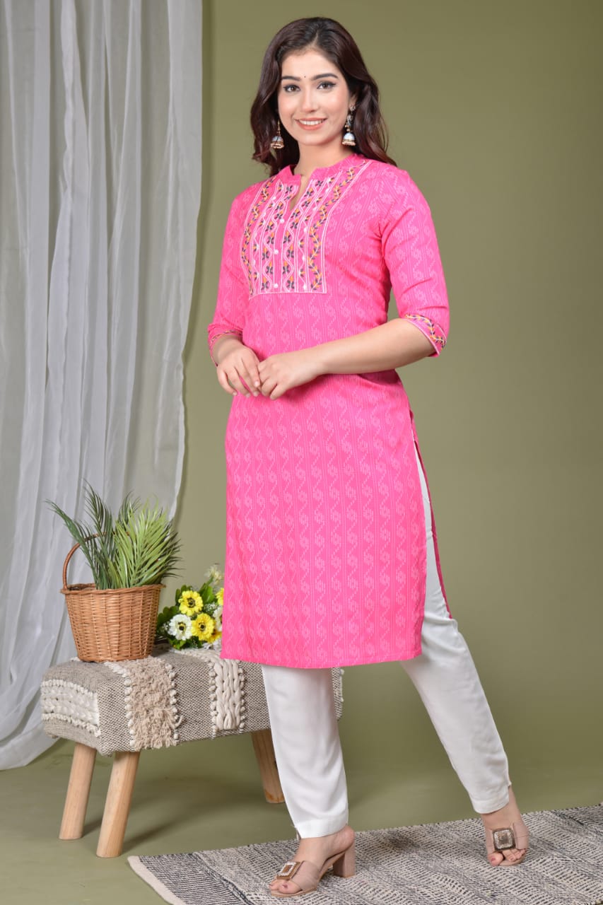 Women Pakistani Peach Kurta Kurti Pant Printed Kurti Pant Set