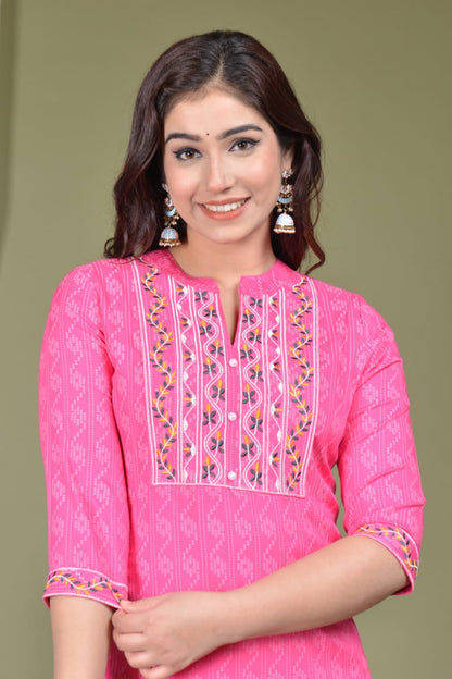 Women Pakistani Peach Kurta Kurti Pant Printed Kurti Pant Set