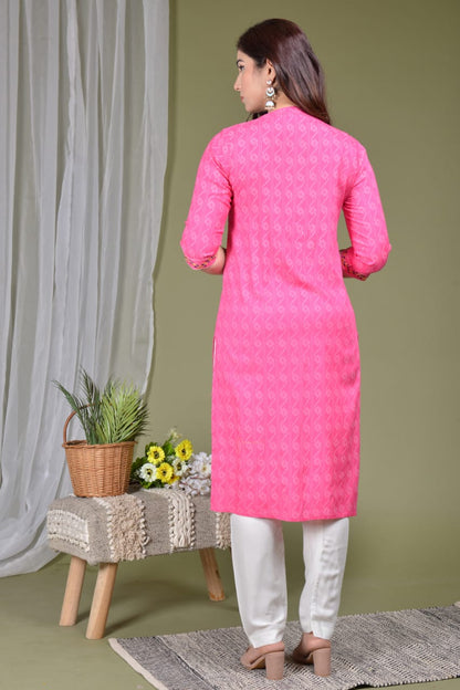 Women Pakistani Peach Kurta Kurti Pant Printed Kurti Pant Set