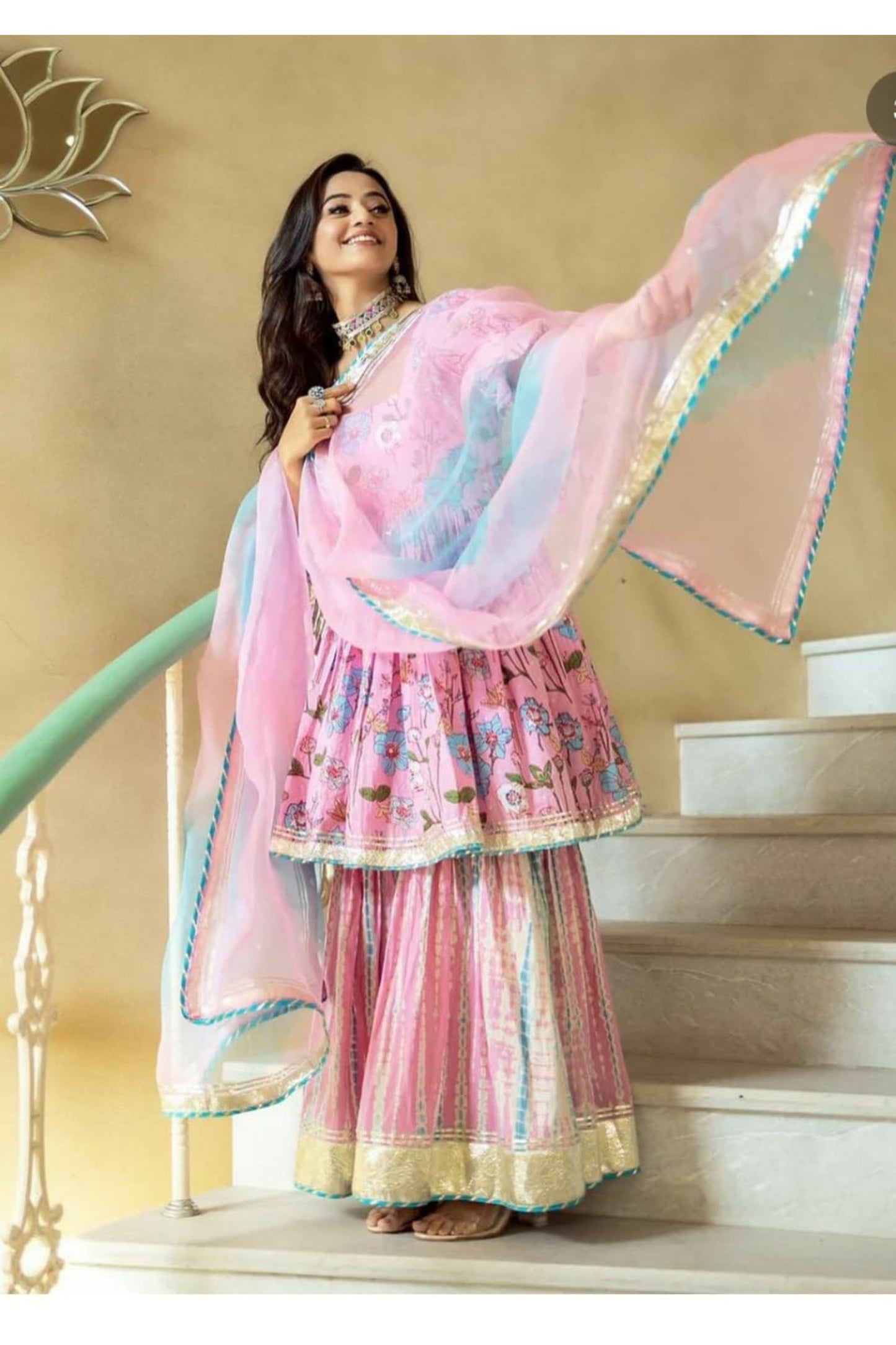 Pink New Designer Kurta Pant with Dupatta Set Handmade Ready For Wear Dress