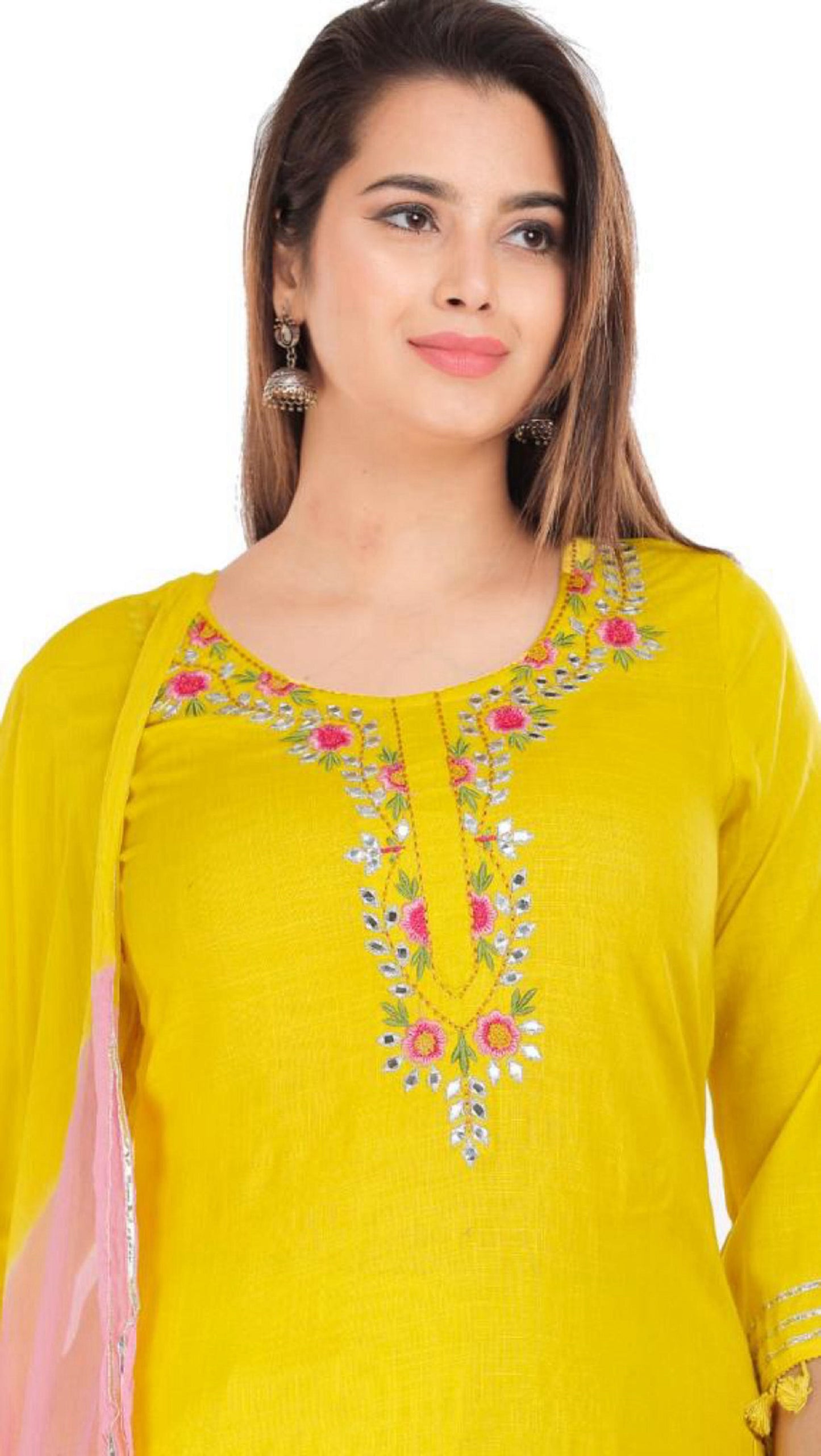 Yellow Salwar Kameez Suit Indian Kurti Palazzo Dupatta Wedding Special Kurta Pant